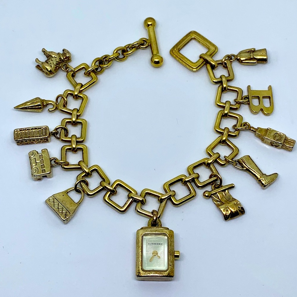 Burberry Charm 18K Gold Plated Bracelet Watch